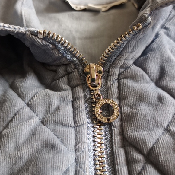 CatHy Daniels Powder Blue Quilted Corduroy Full Zip Jacket Like Blazer Sz. L - Picture 3 of 8